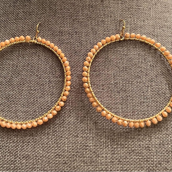 Boho Beaded Hoop Earrings Different Colors - Seed Bead Hoop Earrings Classic - Picture 2 of 2